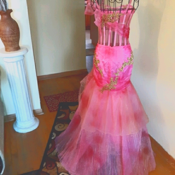 Hot Pink Bustier w/Tulle Ruffled Skirt - Picture 3 of 8